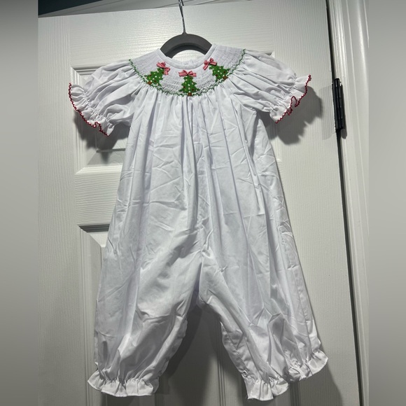 Other - White Smocked Christmas Romper, 18M